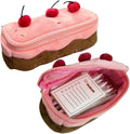 Cherry Cake Pencil Case Big Capacity Pen Holder Plush Pencil Pouch Box Cute Aesthetic Pen
