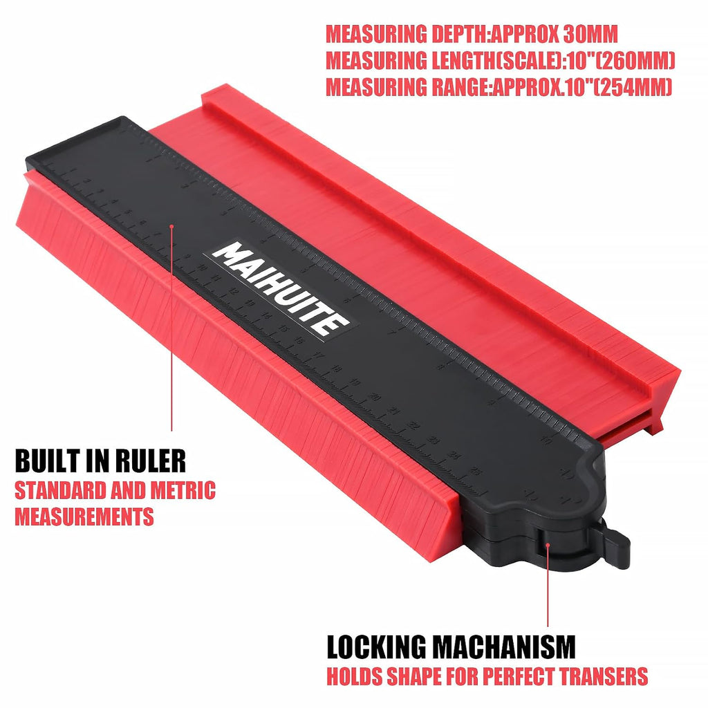 10" Contour Duplication Gauge，Adjustable Lock ，Precisely Copy Irregular Shape ，Irregular