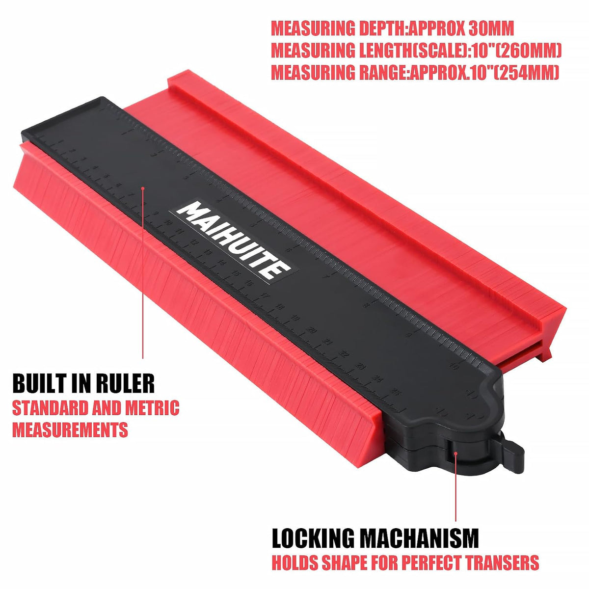 10" Contour Duplication Gauge，Adjustable Lock ，Precisely Copy Irregular Shape ，Irregular