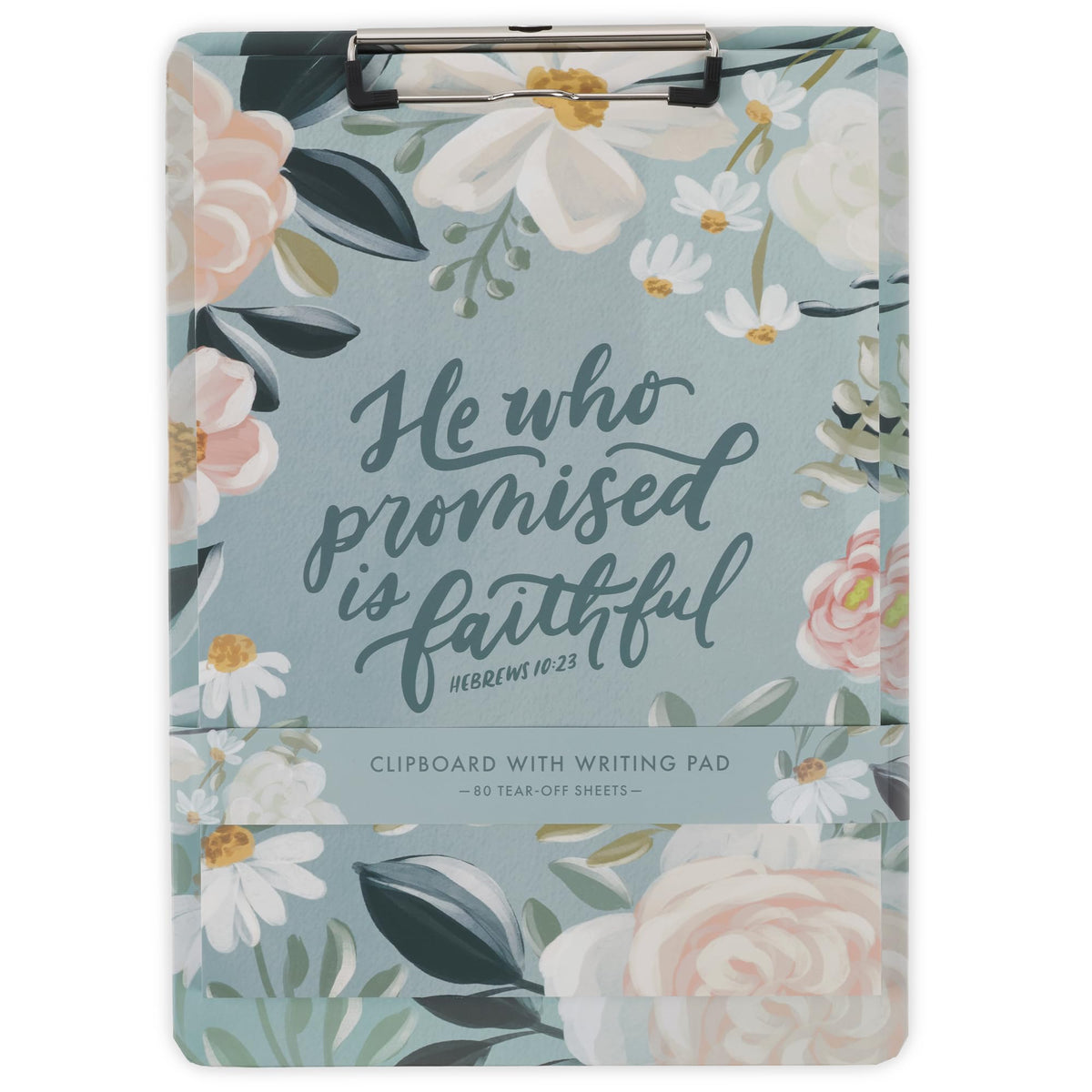 Christian Art Gifts Floral Clipboard with Notepad, Pink, 80 Sheets