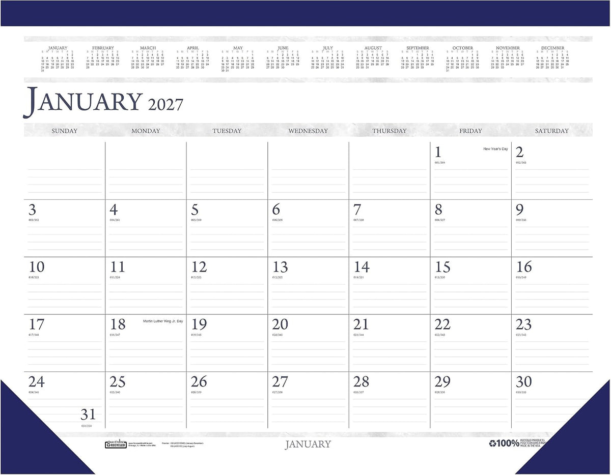 2027 House of Doolittle Economy 22" x 17" Monthly Desk Pad Calendar, Blue (150-27)