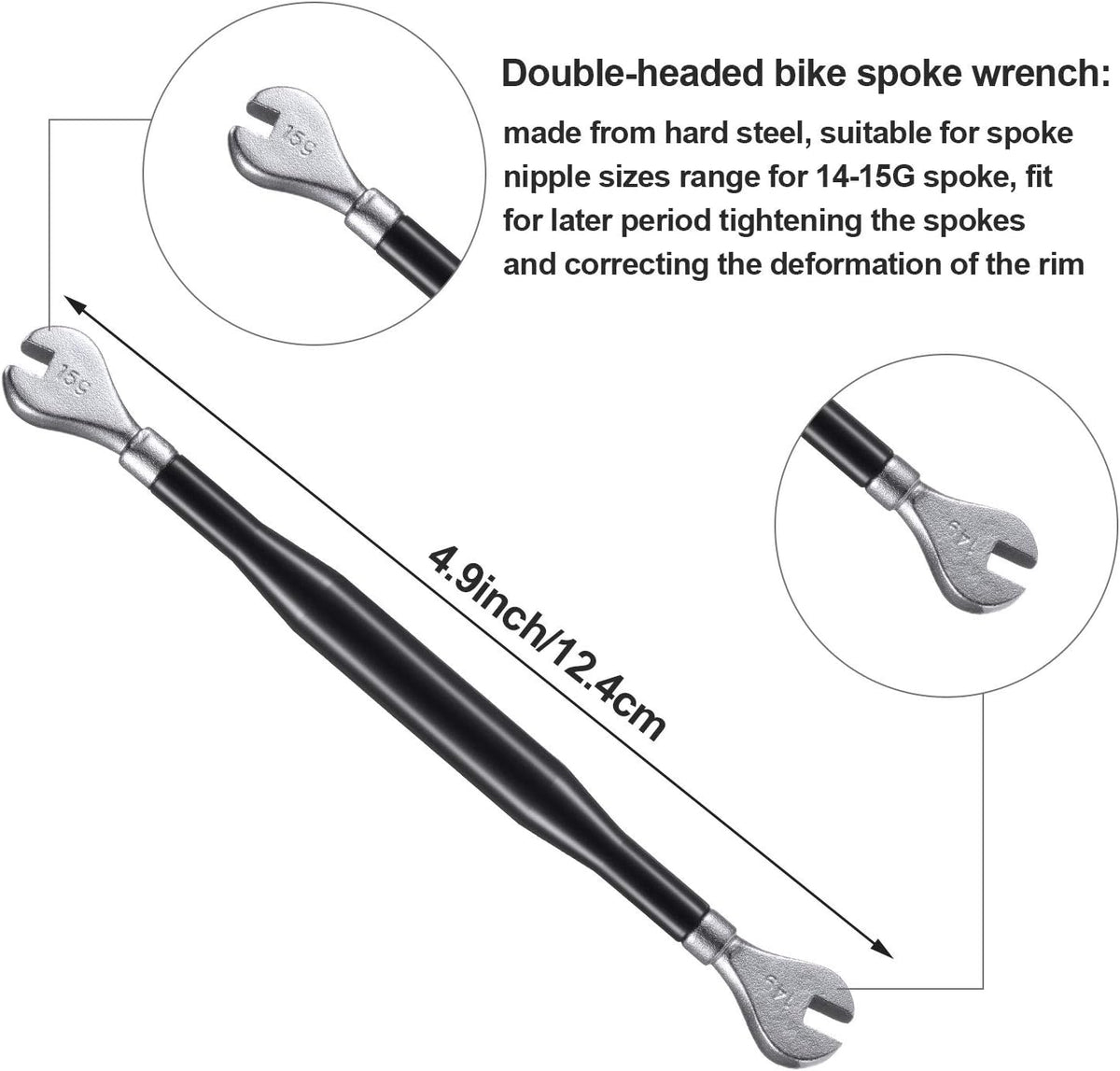 Mudder 6 Pcs Bicycle Spoke Wrench Set, 5 Bike Spoke Tool with 1 Tire Lever