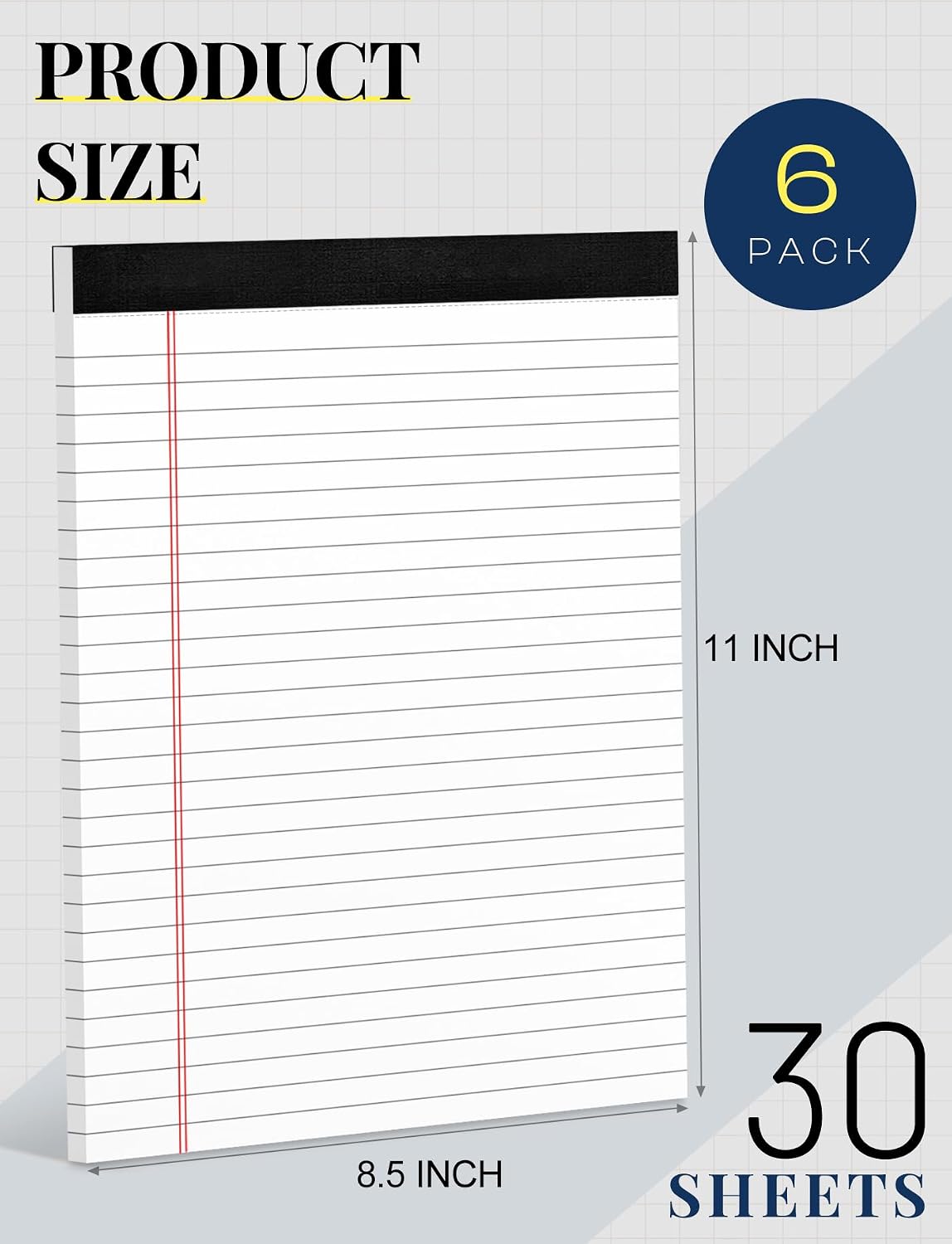 6 Pack 8.5 x 11 Legal Pads Paper Pads 8.5 x 11 White Note Pads for Work