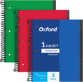 Oxford Spiral Notebook 3 Pack, 1 Subject, College Rule Journal, Durable Plastic Covers