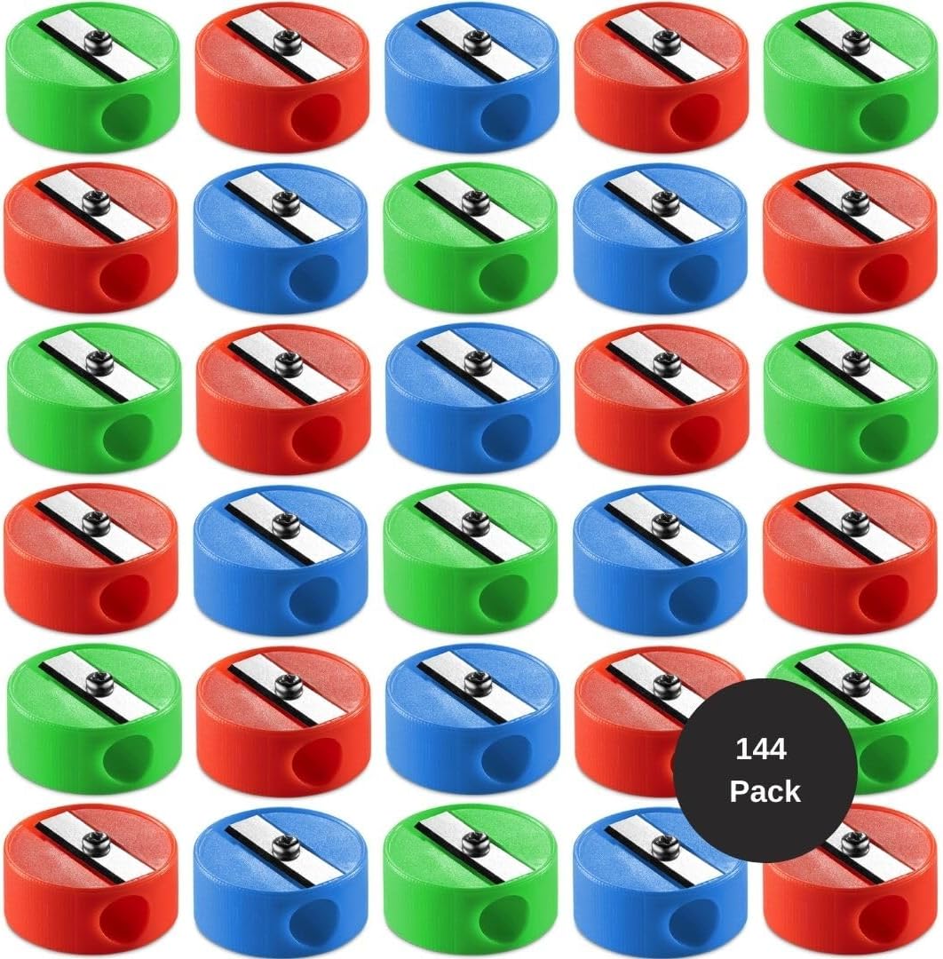 Mini Pencil Sharpeners (144-Pack) Pocket Handheld Colored Pencil Sharpeners