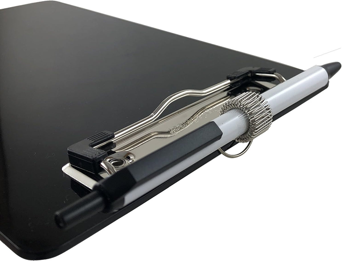 Trade Quest Black 6'' x 9'' Clipboards Pen Holder Pen Included (6-Pack)