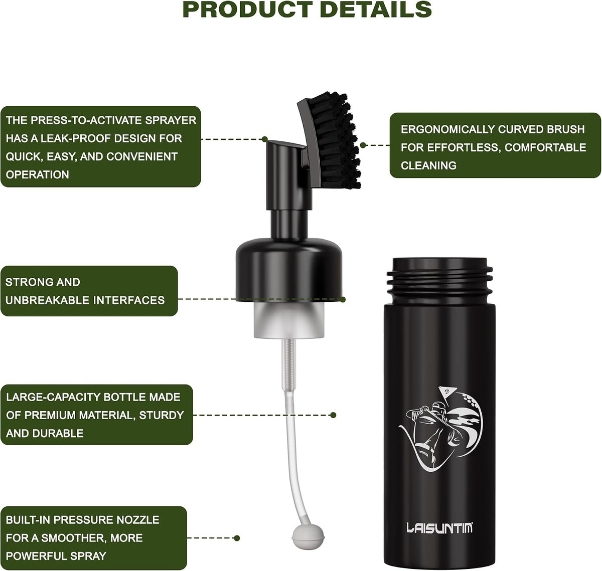 2-in-1 Golf Club Brush with Water Spray & Built-in Golf Ball Marker - Portable Groove