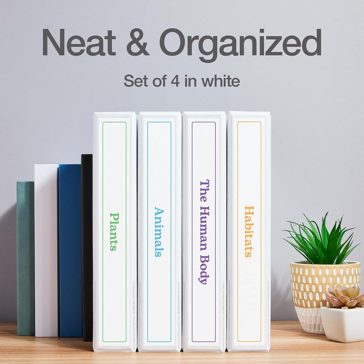 Oxford 1.5 Inch 3 Ring Binders, 4 Pack, White, Holds 375 Sheets