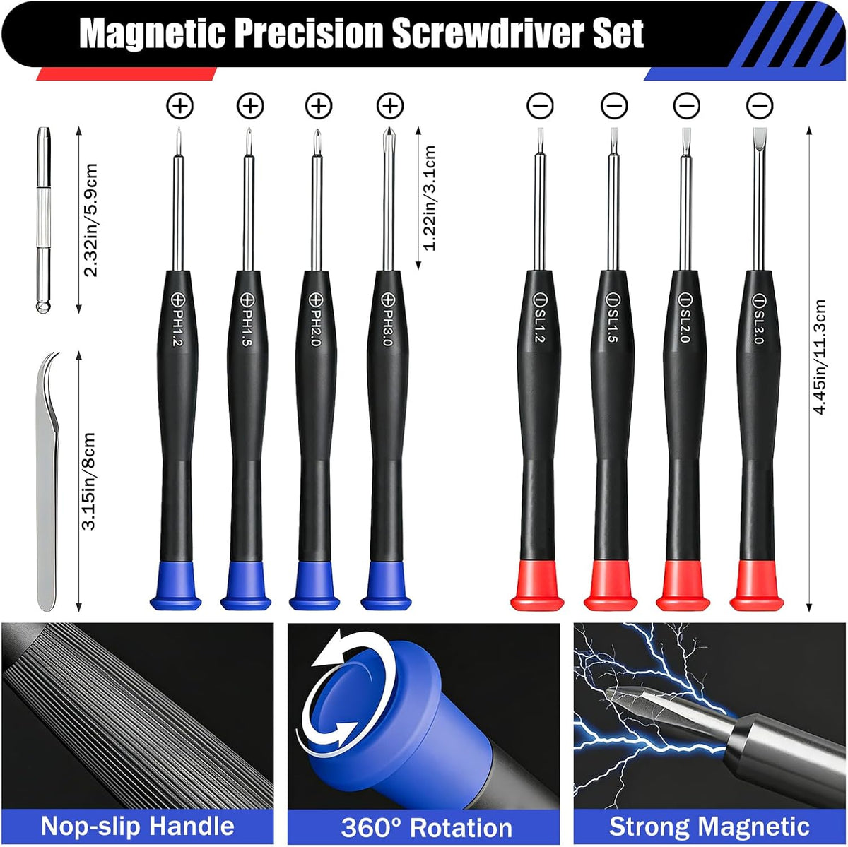 67 Piece Glasses Repair Kit with Screws,Magnetic Eyeglass Repair Tool Set with 16