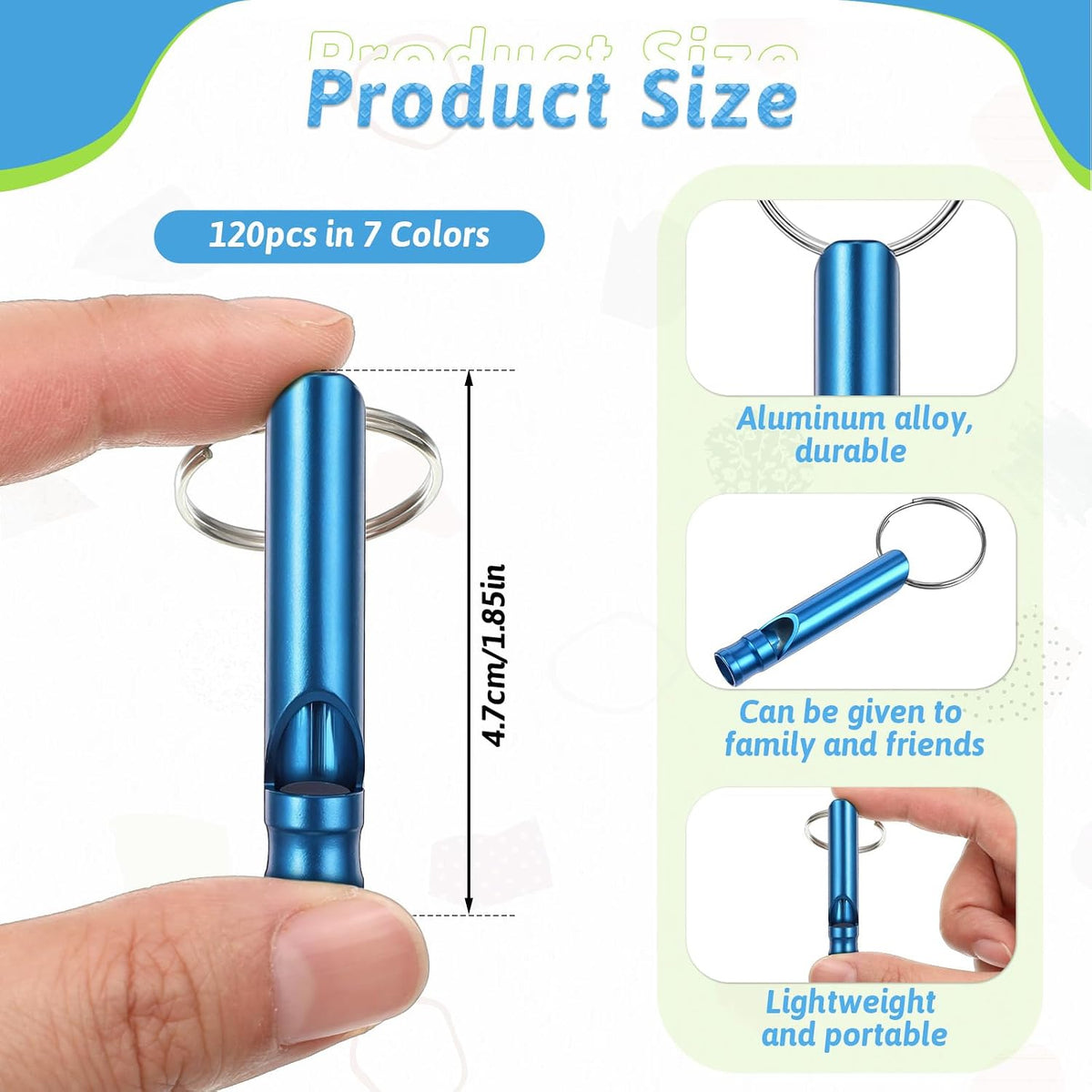 120 Pcs Emergency Whistle with Keychain, Multicolor Aluminum Survival Whistle Extra Loud
