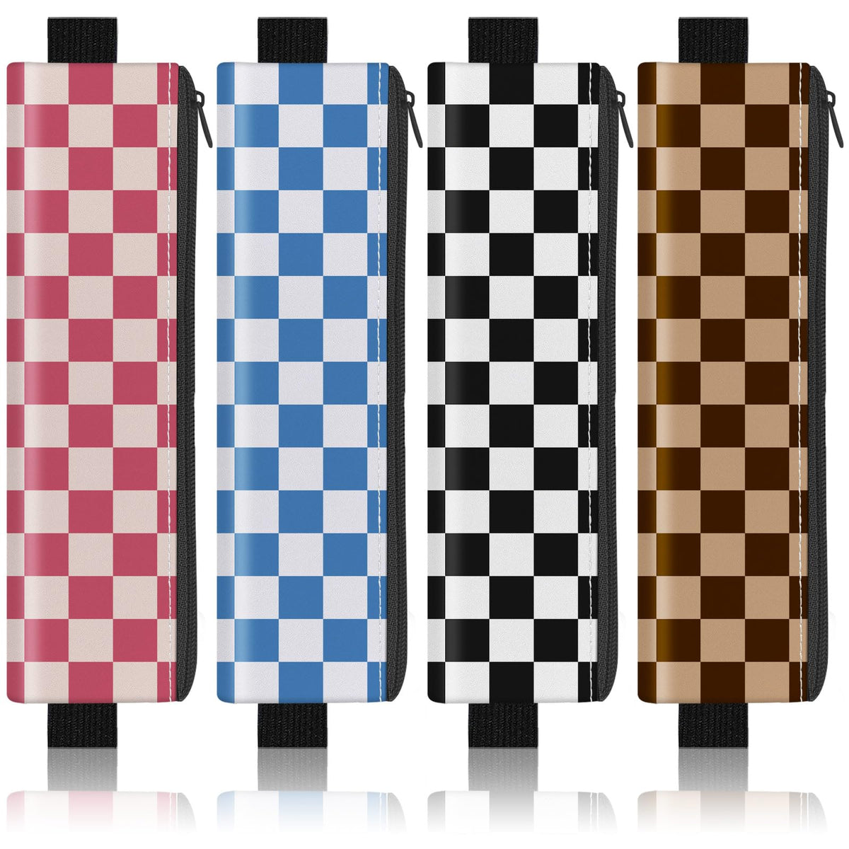 4 Pack Elastic Pen Holder for Notebook, Prints Pen Pouch with Elastic Band and Zipper