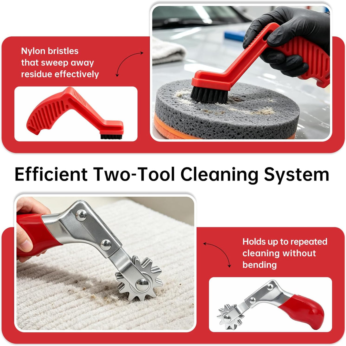 2Pcs Polishing Pad Cleaning Brush and Buffing Pad Spur Tool Set