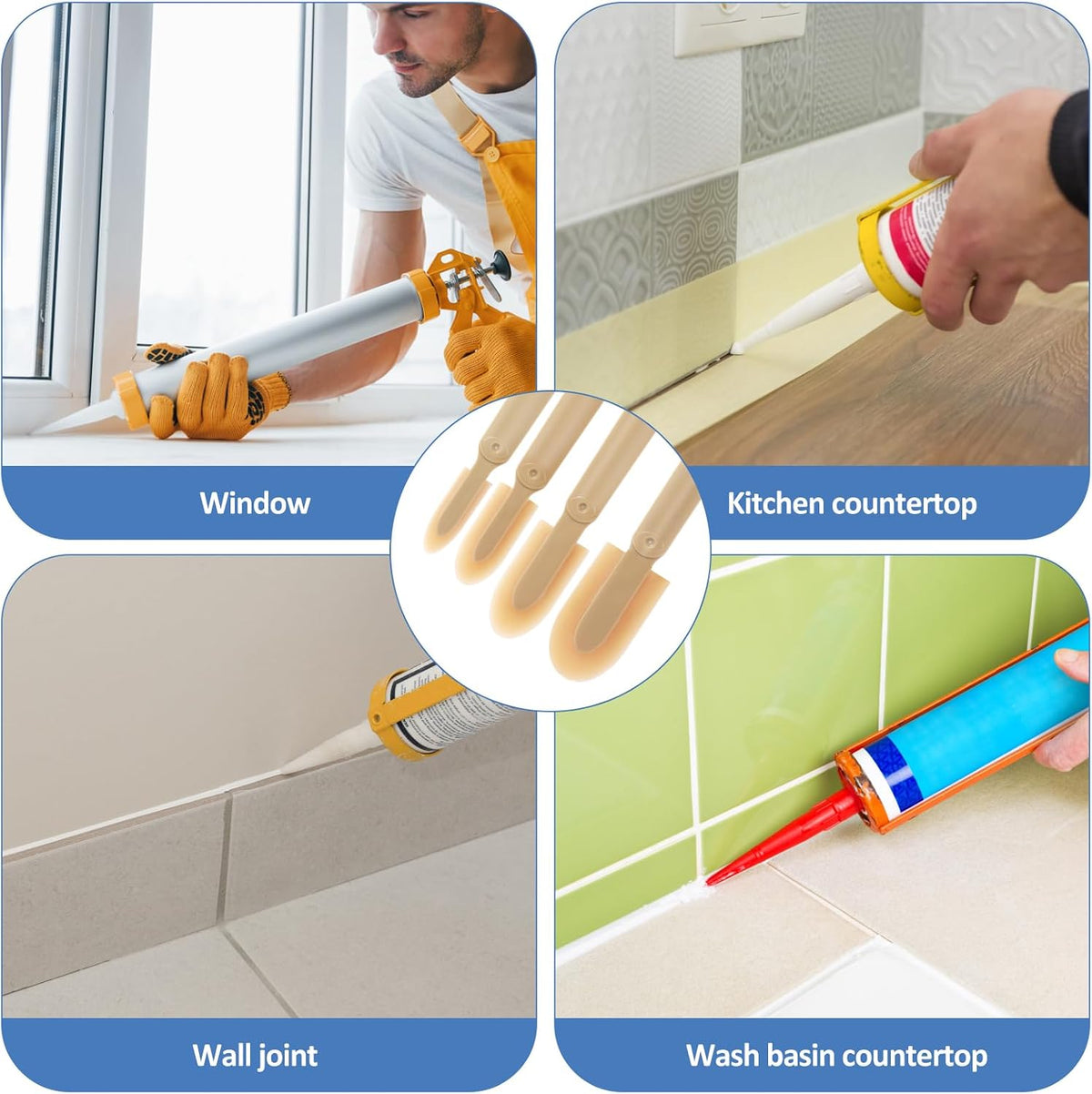 8Pcs Rubber Caulking Tool Set,Caulking Finishing Tool,Grout Sealant Caulk Spatula Set