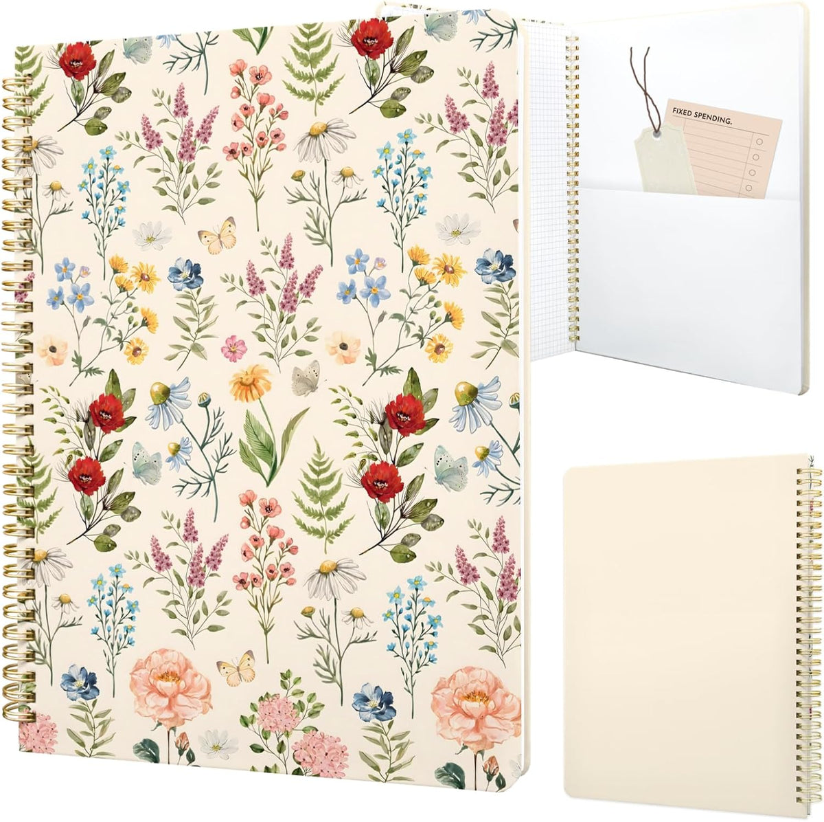 Cute Spiral Notebook 8.5 x 11 Graph Paper Journal A4, Plant Flower