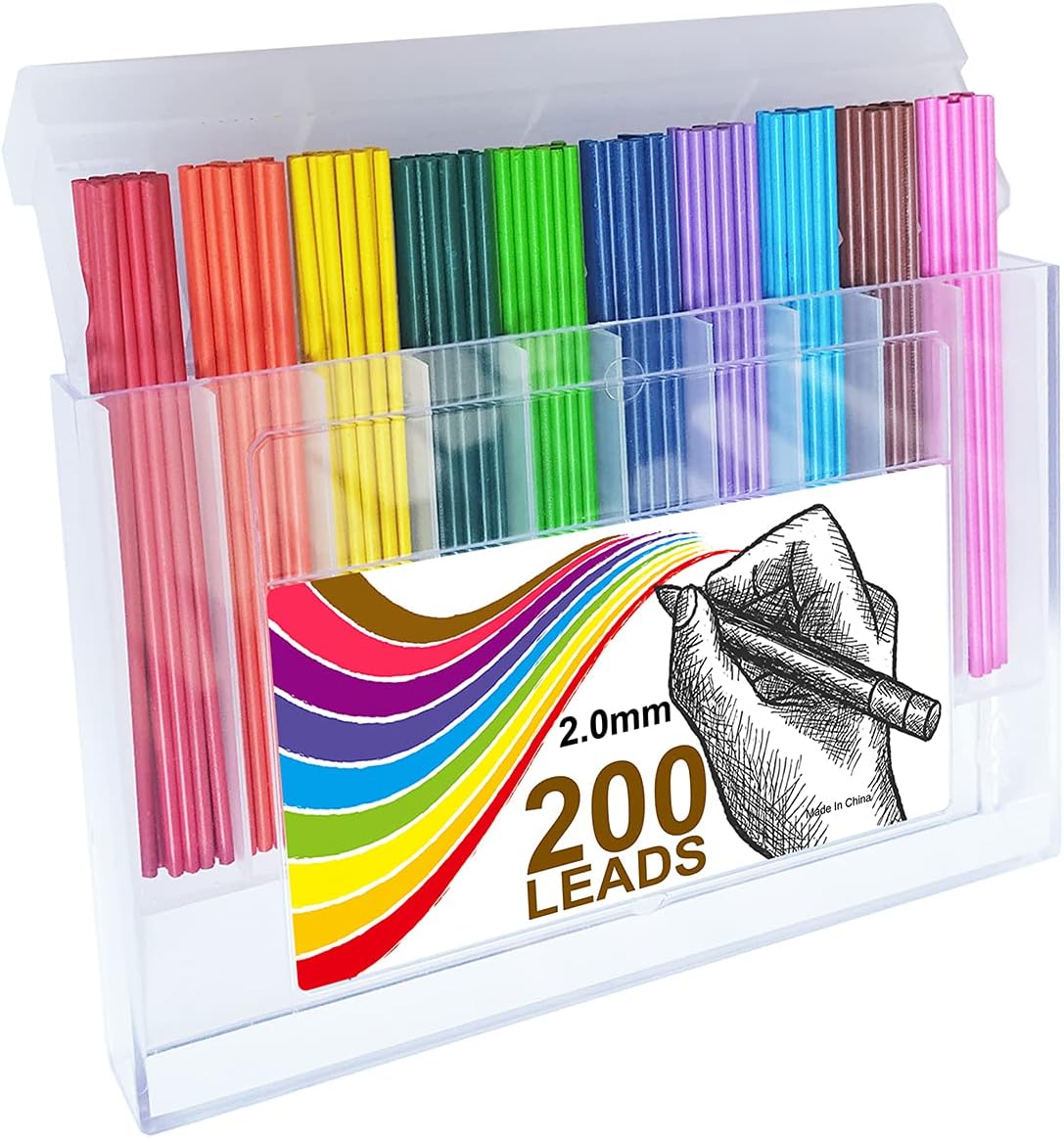 200pcs/box 2.0 mm Mechanical Pencil Lead 10 Unique colored pencils lead Art Supplies for