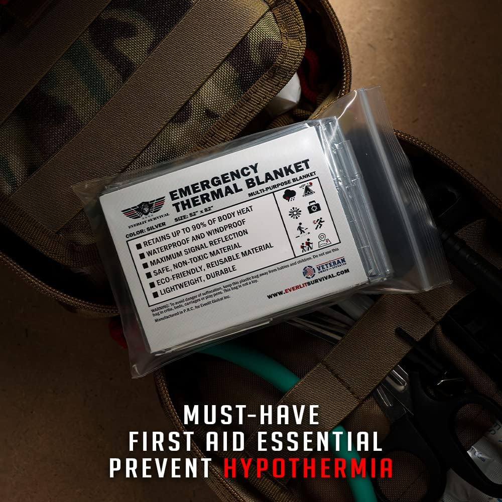 EVERLIT Survival Emergency Mylar Thermal Blankets -Space Blanket Survival kit Camping