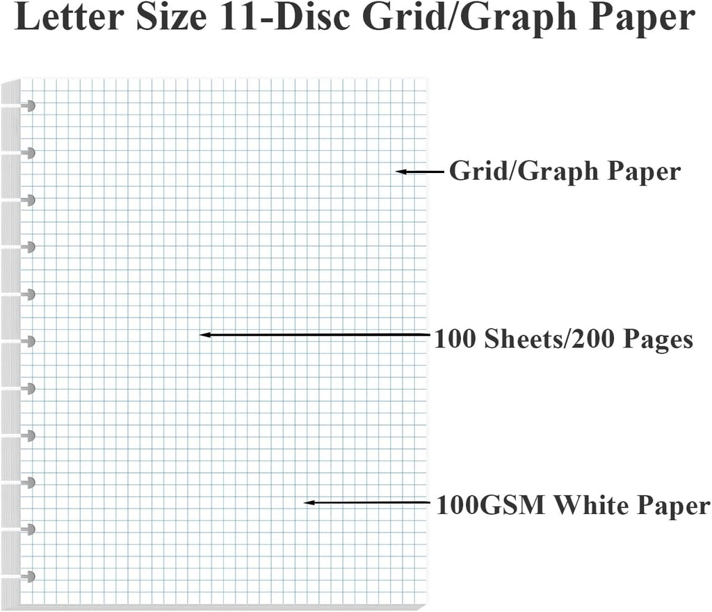 A4 TUL Discbound Grid Filler Paper - 11 Disc Graph Paper