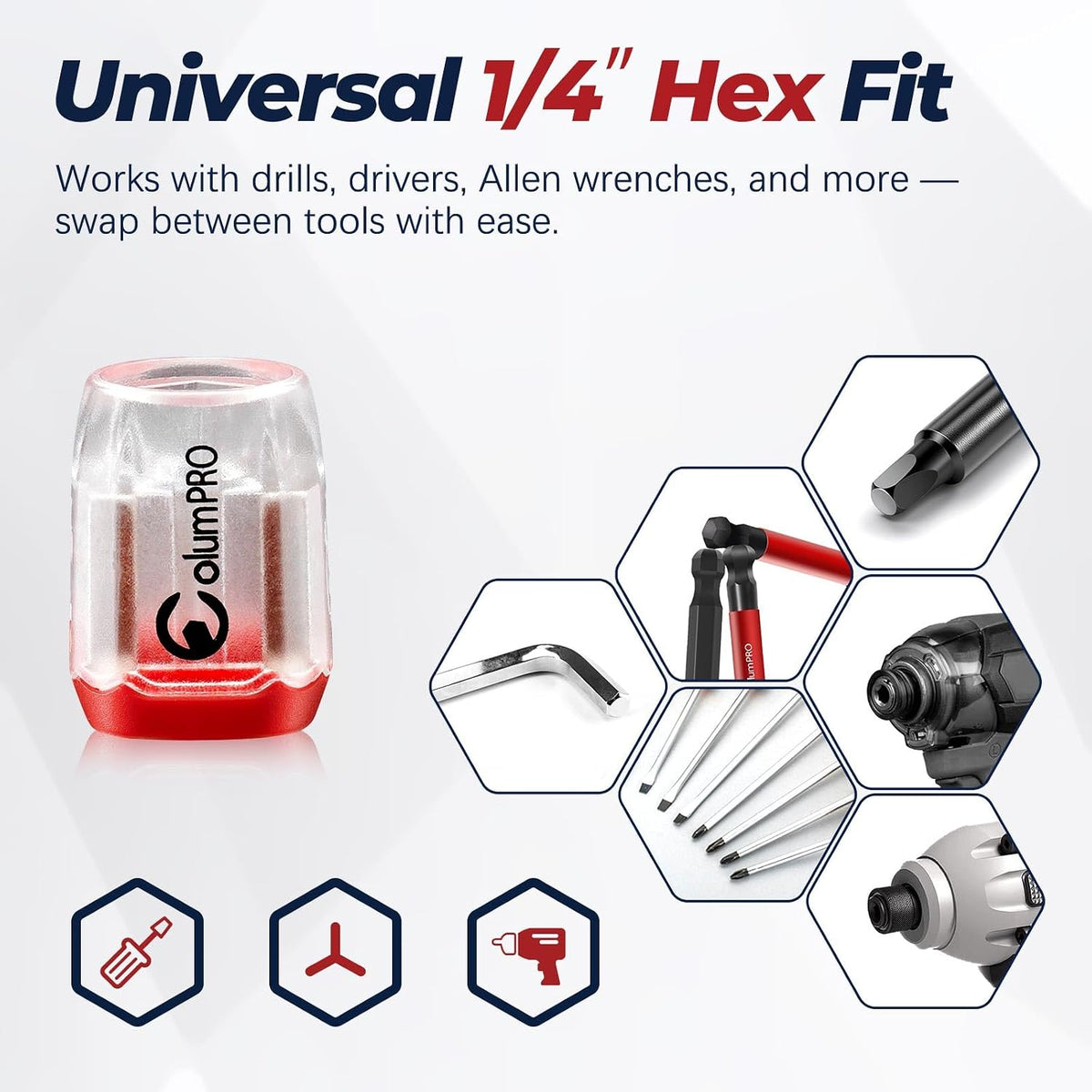 3PCS Magnetic Screw Rings – Removable Magnetizer Rings for 1/4" Hex Bits