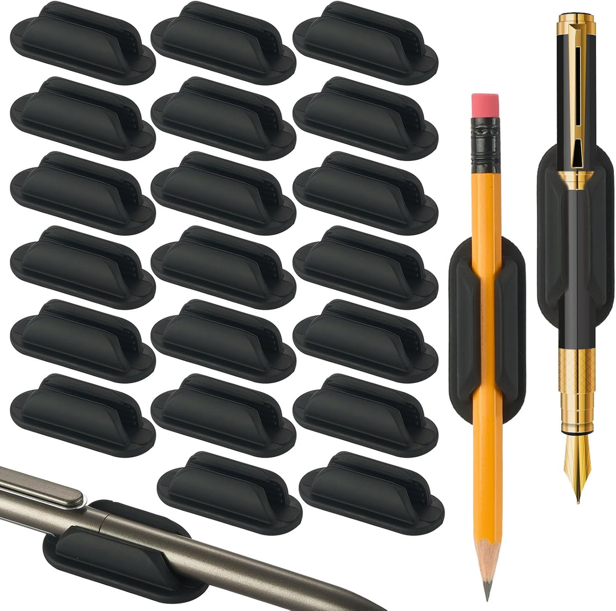 VZZNN 20 Pack Adhesive Pencil Holders for Desk Flexible Silicone Pen Holder Marker