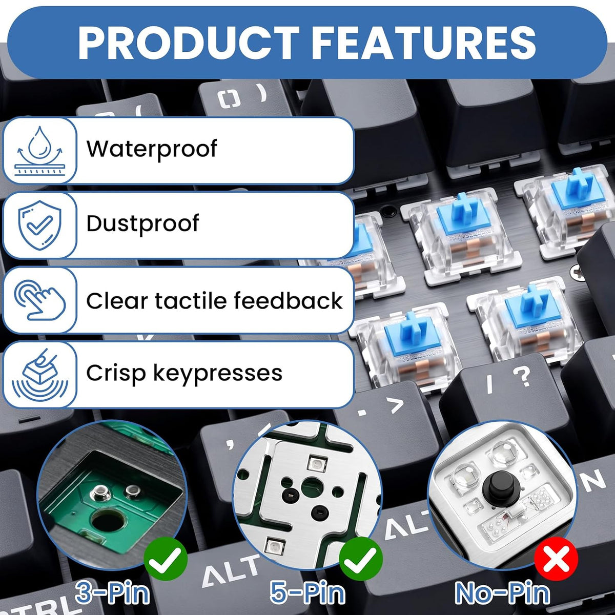 110 Pcs Blue Mechanical Keyboard Switches