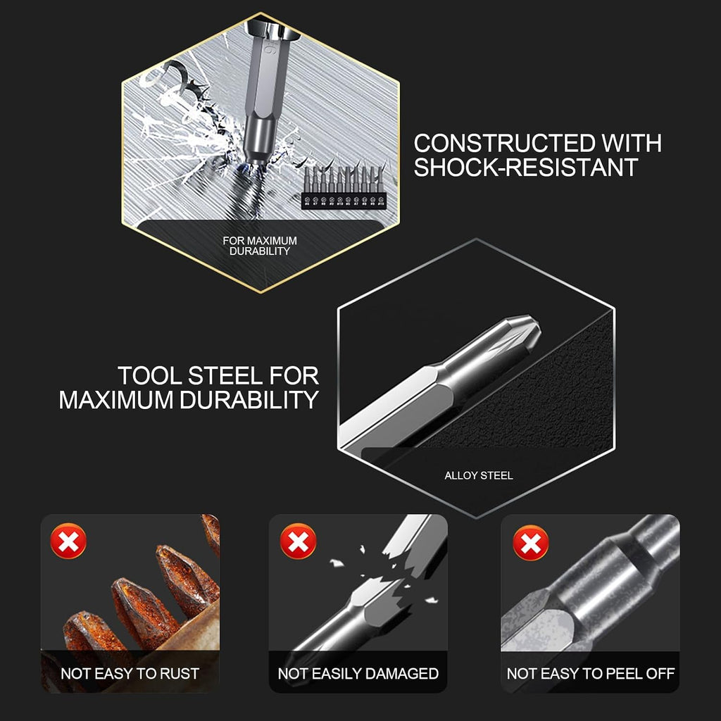 Luckyway 50-Piece Screwdriver Bit Set with Quick Change Chuck in Tough Case
