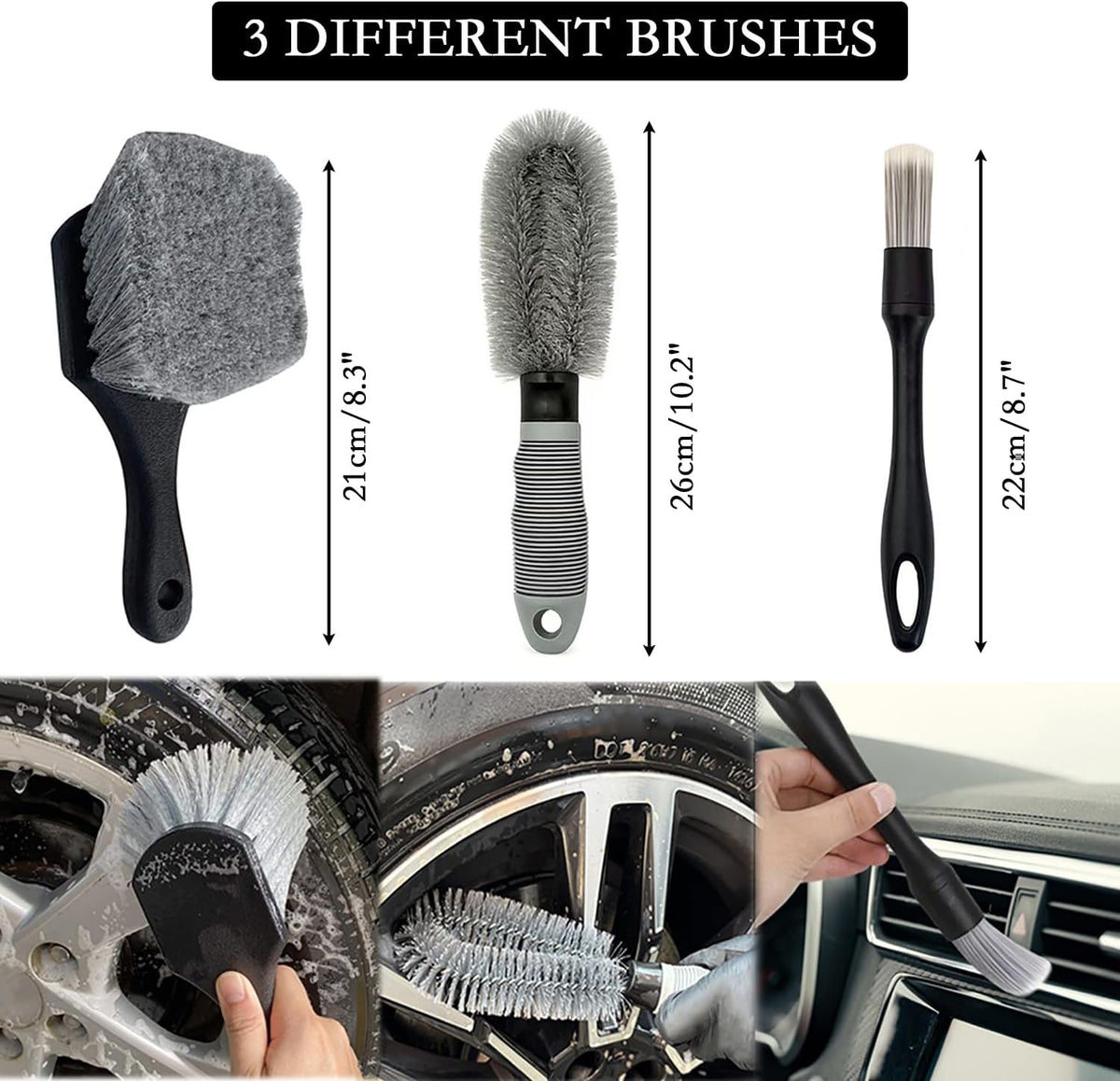 5PCS Car Wheel Cleaning Kit, Motorcycle or Bicycle Tire Brush Washing Tool Kit: Tyre
