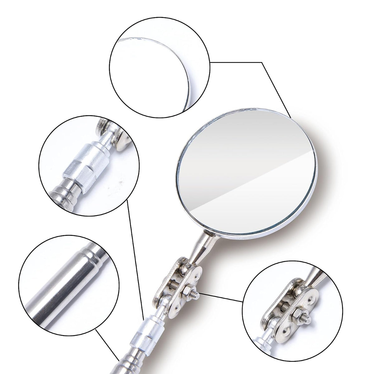 4 Pieces Telescoping Inspection Mirror Telescoping LED Lighted Flexible Inspection Mirror