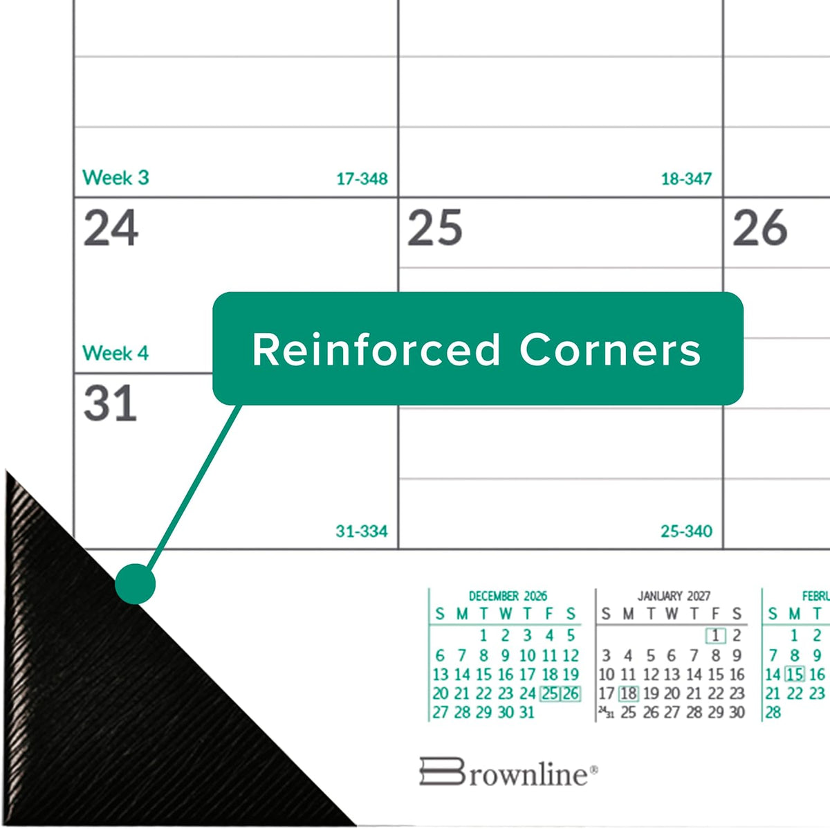 Brownline® 2027 EcoLogix® Monthly Desk Pad Calendar, 12 Months, January to December