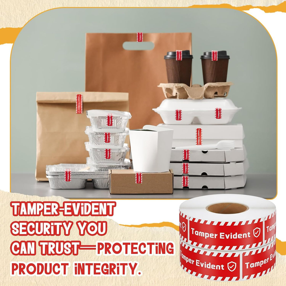 600 Pcs Tamper Evident Proof Stickers for Food Drink Delivery