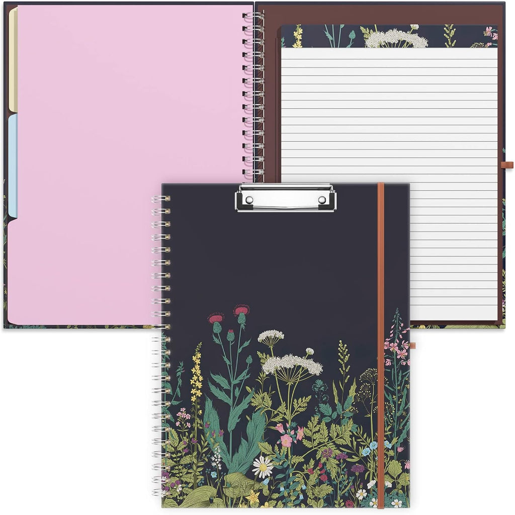 Rimilak Spiral Clipboard Folio with Refillable Lined Notepad, Daisy Flower