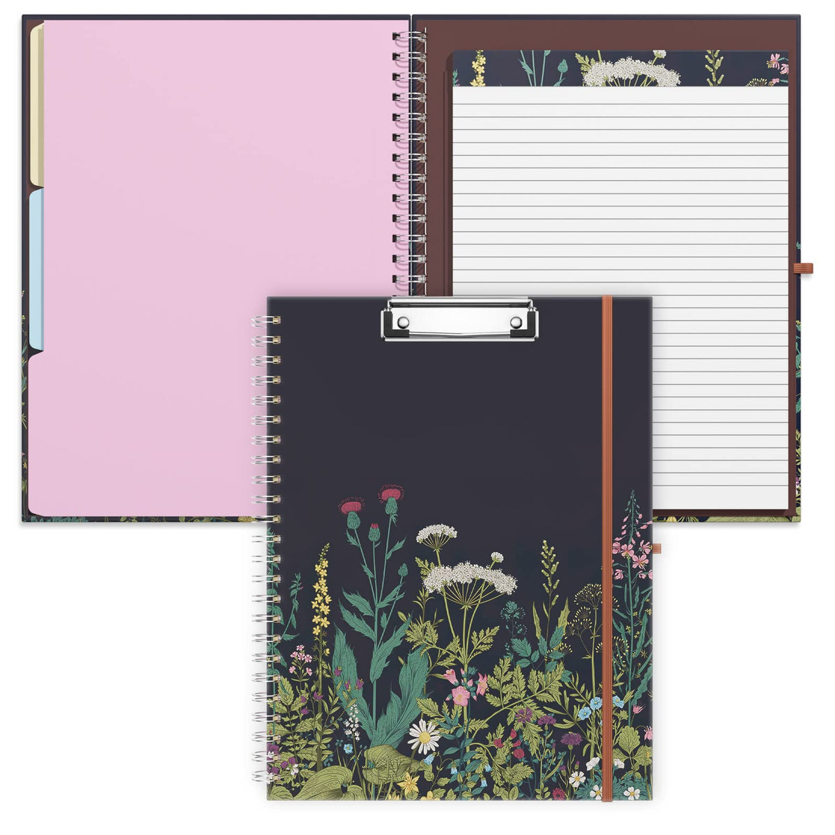 Rimilak Spiral Clipboard Folio with Refillable Lined Notepad, Daisy Flower