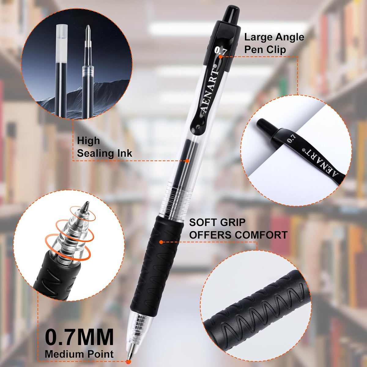 Aen Art 30 Gel Pens, Retractable Gel Ink Roller Pens for Smoothly Writing