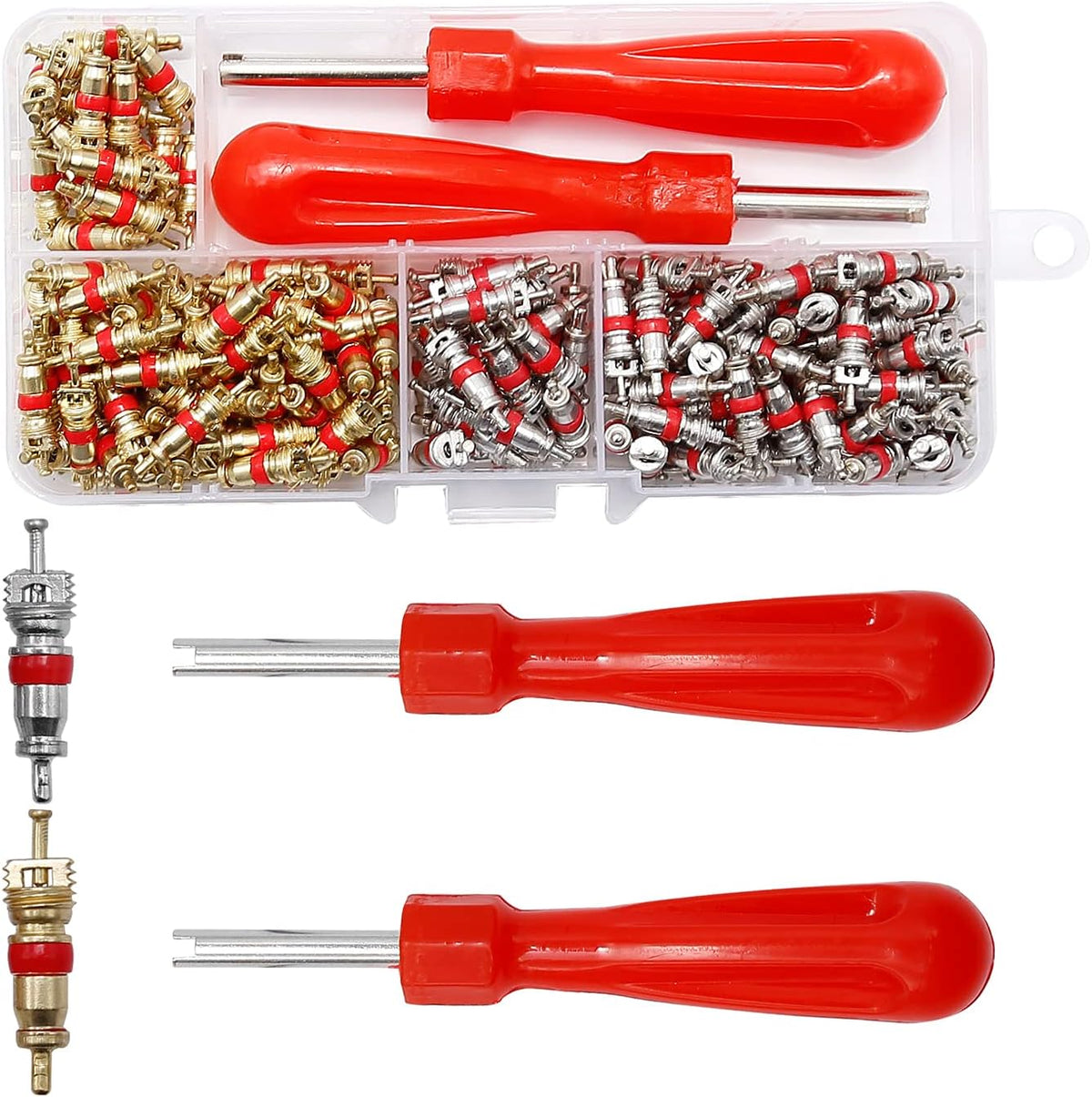 242pcs R134A Ac Valve Core Kit Valve Cores Kit AC Valve Core Removal Tool for Car A/C