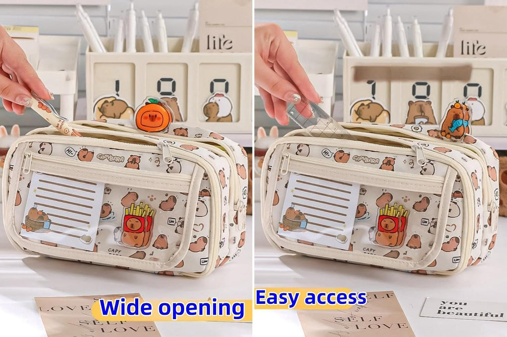 Cute Kawaii Pencil Case Pouch Cartoon Pen Box Holder Organizer for Office Workspace