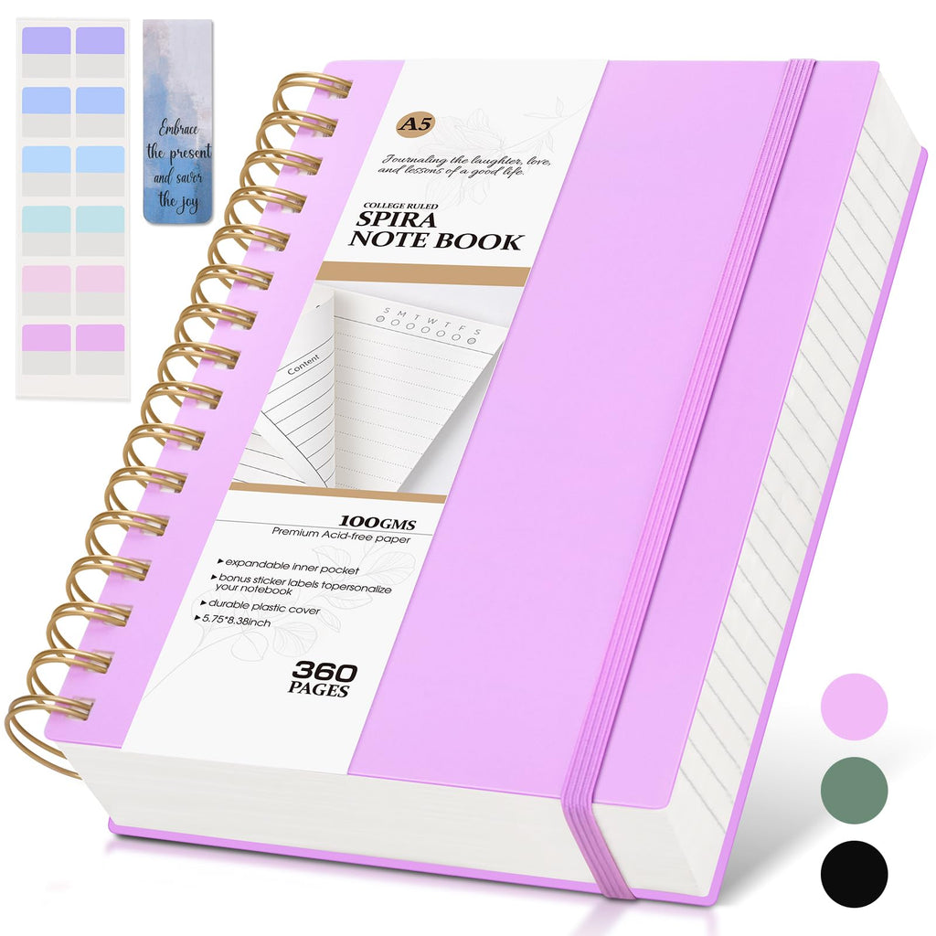 Spiral Notebook Journal, 360 Pages College Ruled Notebooks