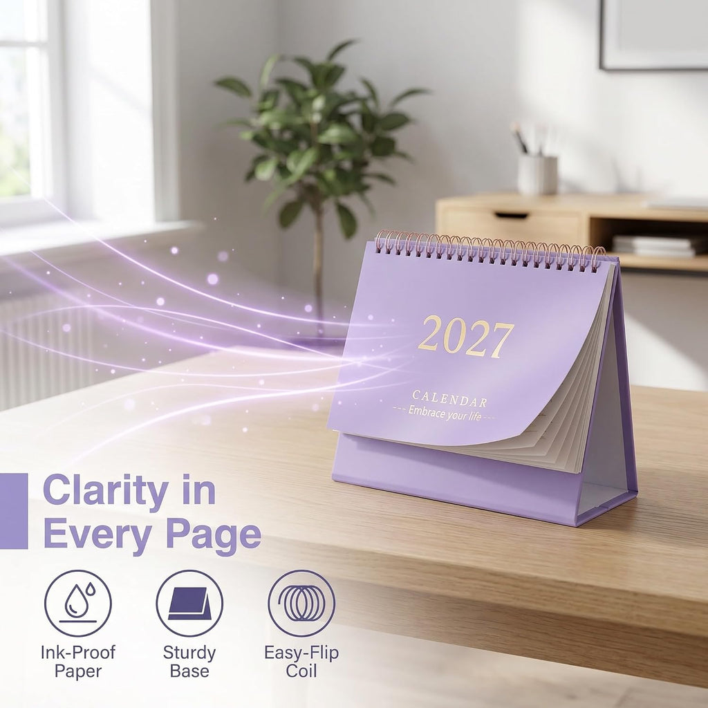 NUOBESTY Monthly Desk Calendar 2026-2027 Standing Flip Daily Calendar