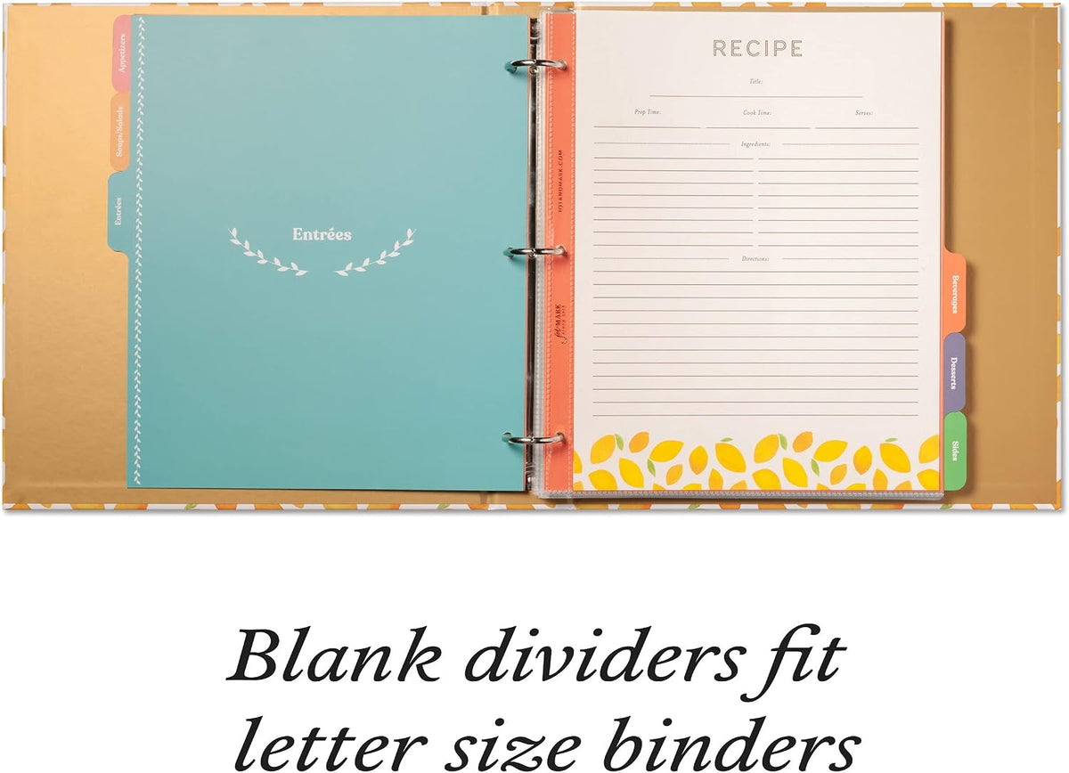 Jot & Mark Blank Recipe Binder Dividers with Tabs - Blank Recipe Book