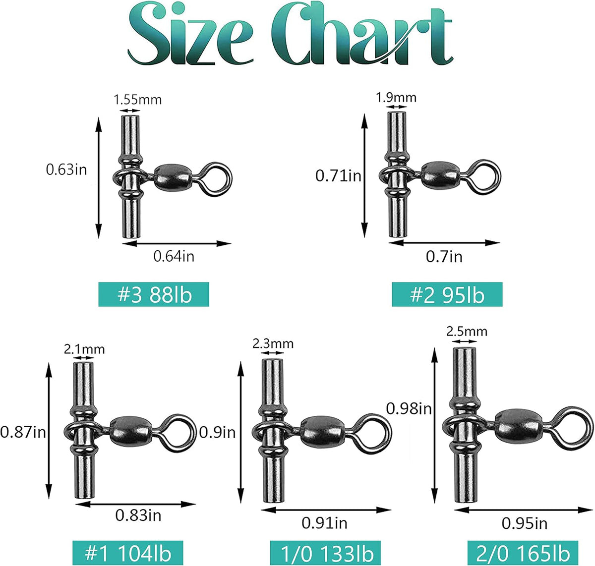 AGOOL Fishing Sleeves Swivels 3 Way Swivel Cross Line Crane Swivel Heavy Duty Brass