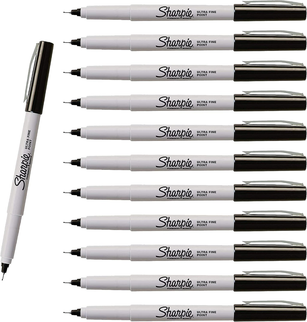 Sharpie Permanent Markers, Ultra Fine Point, Black, 12-Count