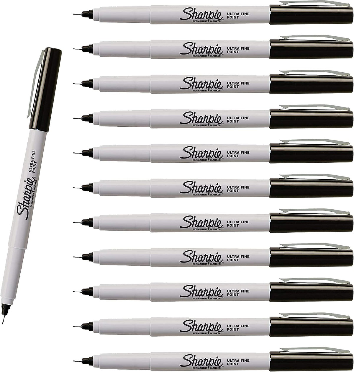 Sharpie Permanent Markers, Ultra Fine Point, Black, 12-Count