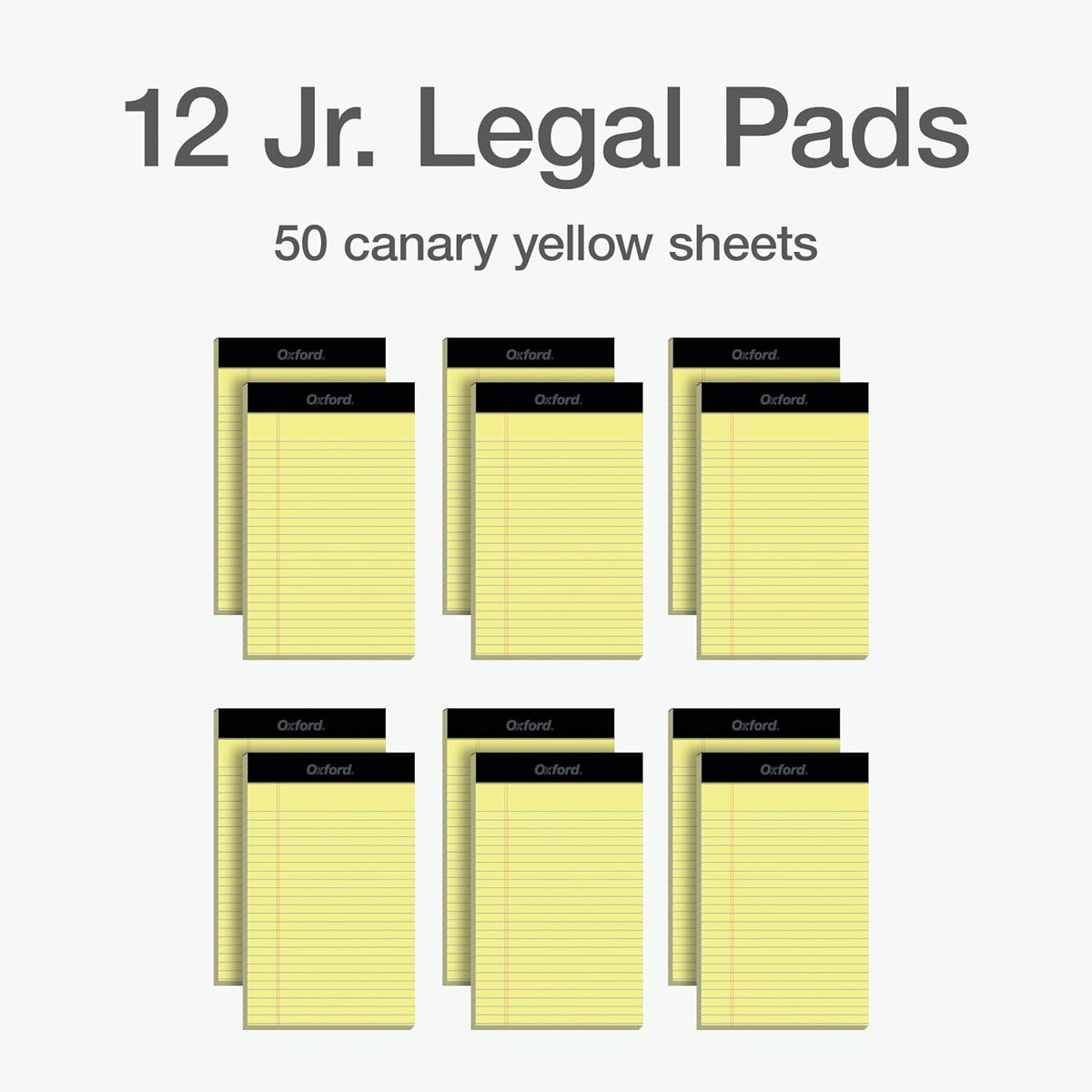 Oxford Premium Legal Pads, 12 Pack, Premium Note Pads, 50 Jr. Legal Ruled 5" x 8" Sheets