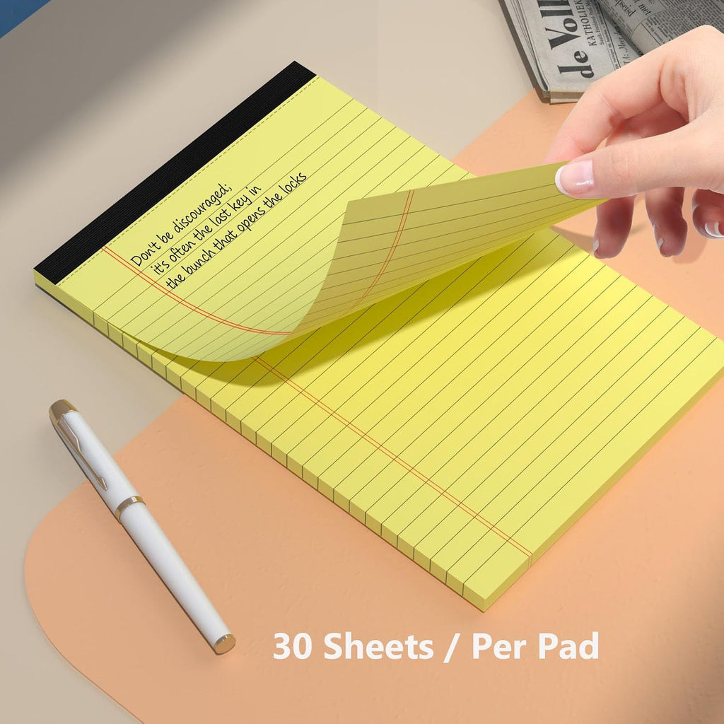 5" x 8" Yellow Legal Pads Writing Pads 12 Pack of Notepad 80gsm Paper Small College Ruled