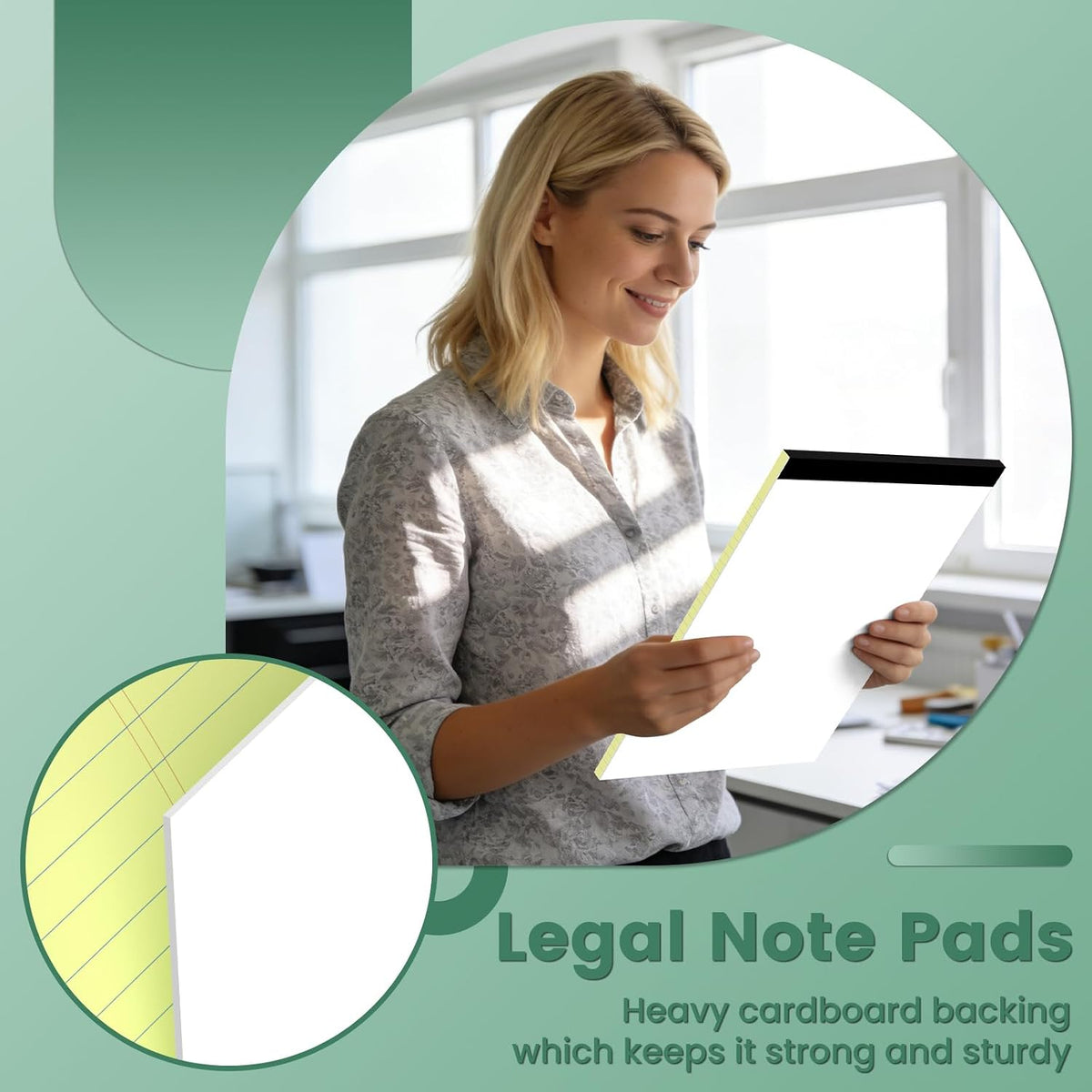 6 Pack Yellow Legal Pads, 8.5 x 11 College Ruled Notepads, 30 Sheets Each