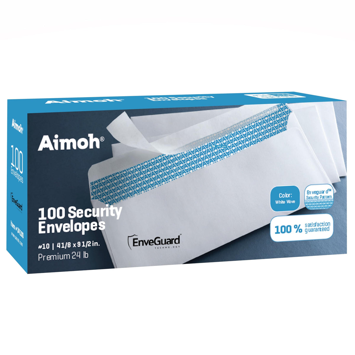 Aimoh#10 Business Envelopes Letter Size Windowless Self Seal Security 100ct