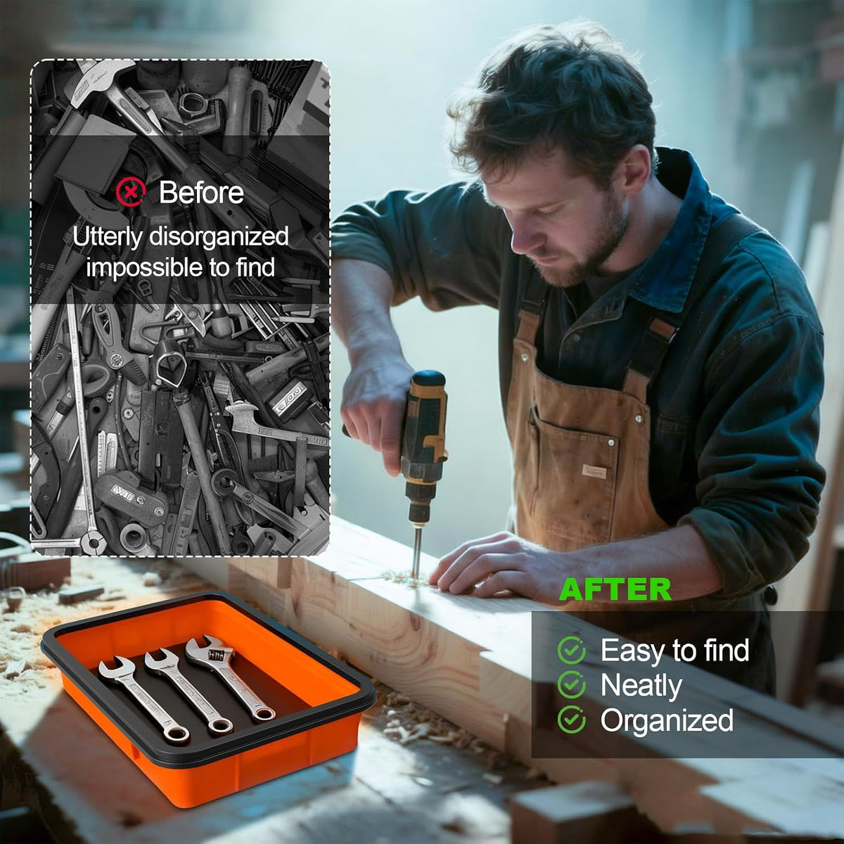 3-Piece Foldable Magnetic Parts Tray Set
