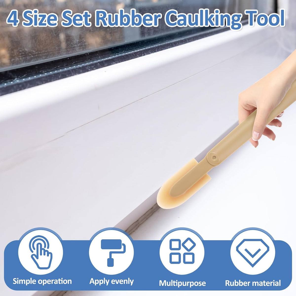 8Pcs Rubber Caulking Tool Set,Caulking Finishing Tool,Grout Sealant Caulk Spatula Set