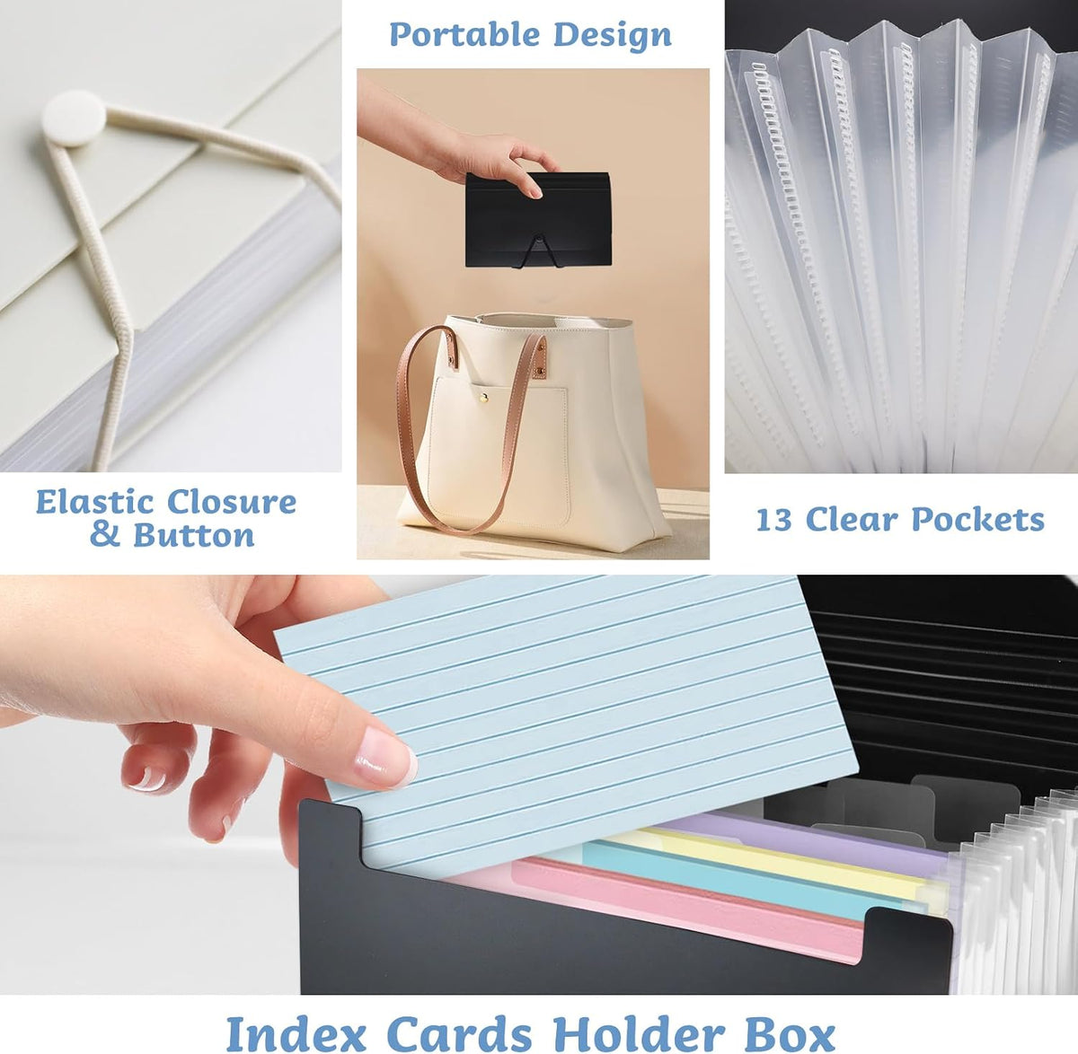 2 Pack 4x6 Inch Index Card Holder Box Organizer Case with Dividers