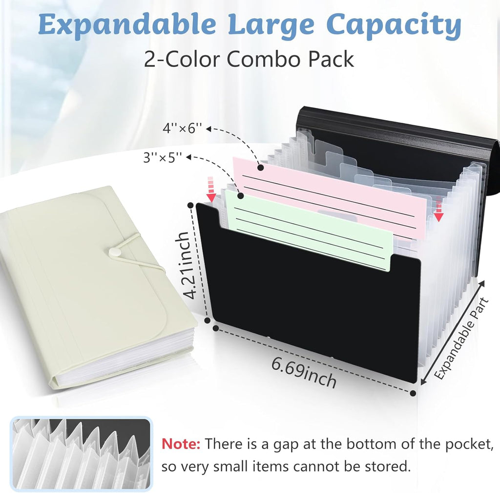 2 Pack 4x6 Inch Index Card Holder Box Organizer Case with Dividers