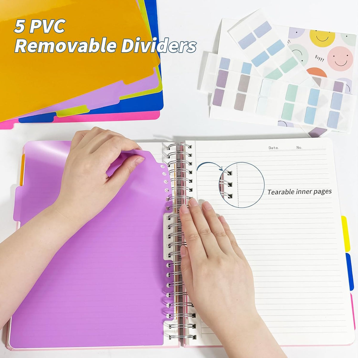 300 Pages 5 Subject Notebook College Ruled Pink with Dividers