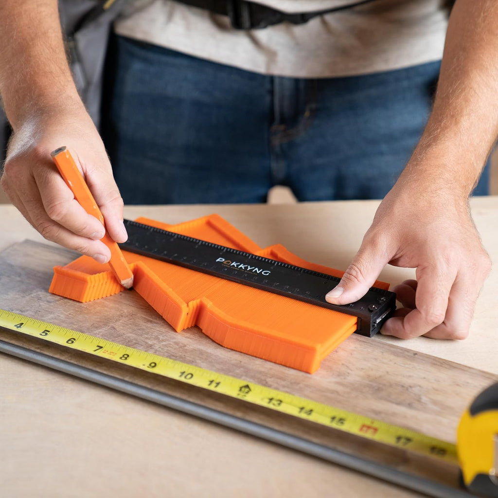 Contour Gauge Tool With Lock (10 Inches) - Contour Ruler Marking Tool - Super Gauge Shape